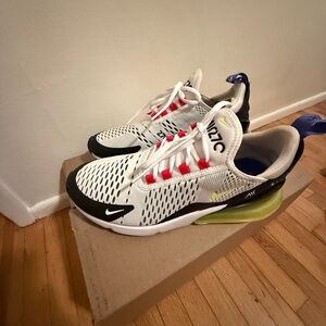 Nike Women’s Air Max 270 White Black and Yellow Sneakers